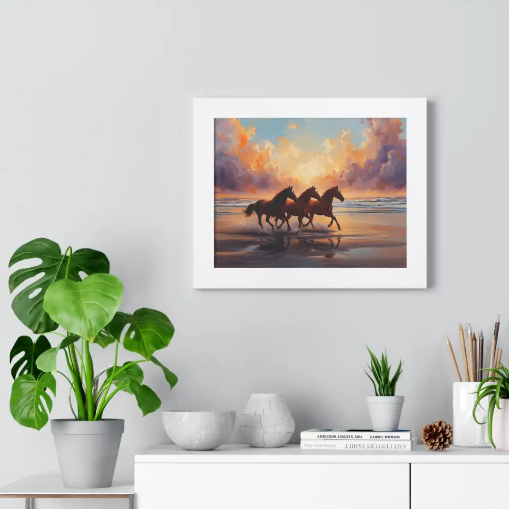 Framed Horse Sunset Poster Equine Wall Art Nature Decor Horse Lover Gift Equestrian Home Decor Poster
