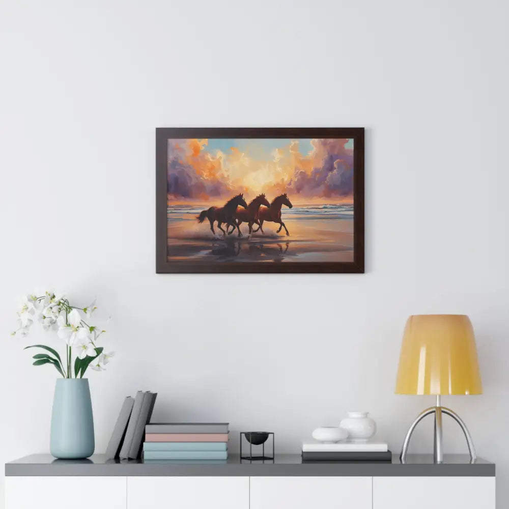 Framed Horse Sunset Poster Equine Wall Art Nature Decor Horse Lover Gift Equestrian Home Decor Poster
