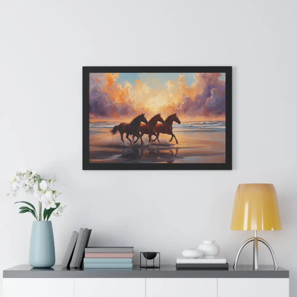 Framed Horse Sunset Poster Equine Wall Art Nature Decor Horse Lover Gift Equestrian Home Decor Poster