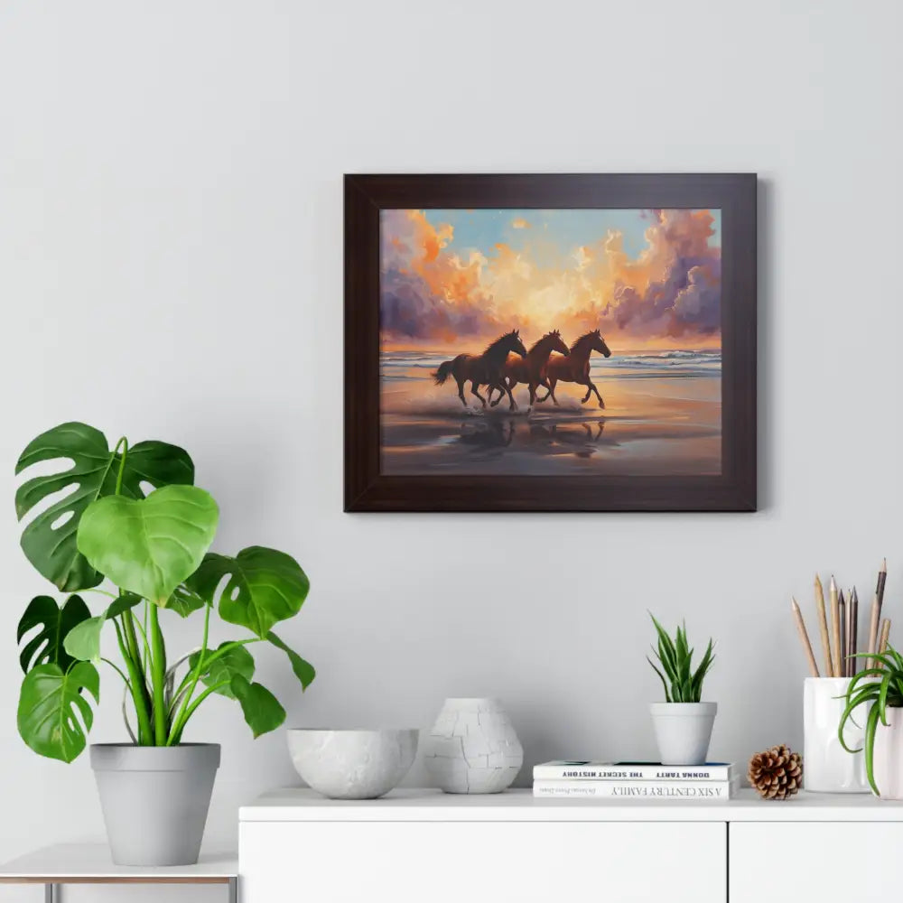 Framed Horse Sunset Poster Equine Wall Art Nature Decor Horse Lover Gift Equestrian Home Decor Poster