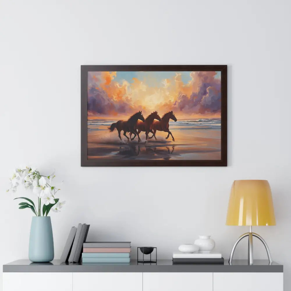 Framed Horse Sunset Poster Equine Wall Art Nature Decor Horse Lover Gift Equestrian Home Decor Poster