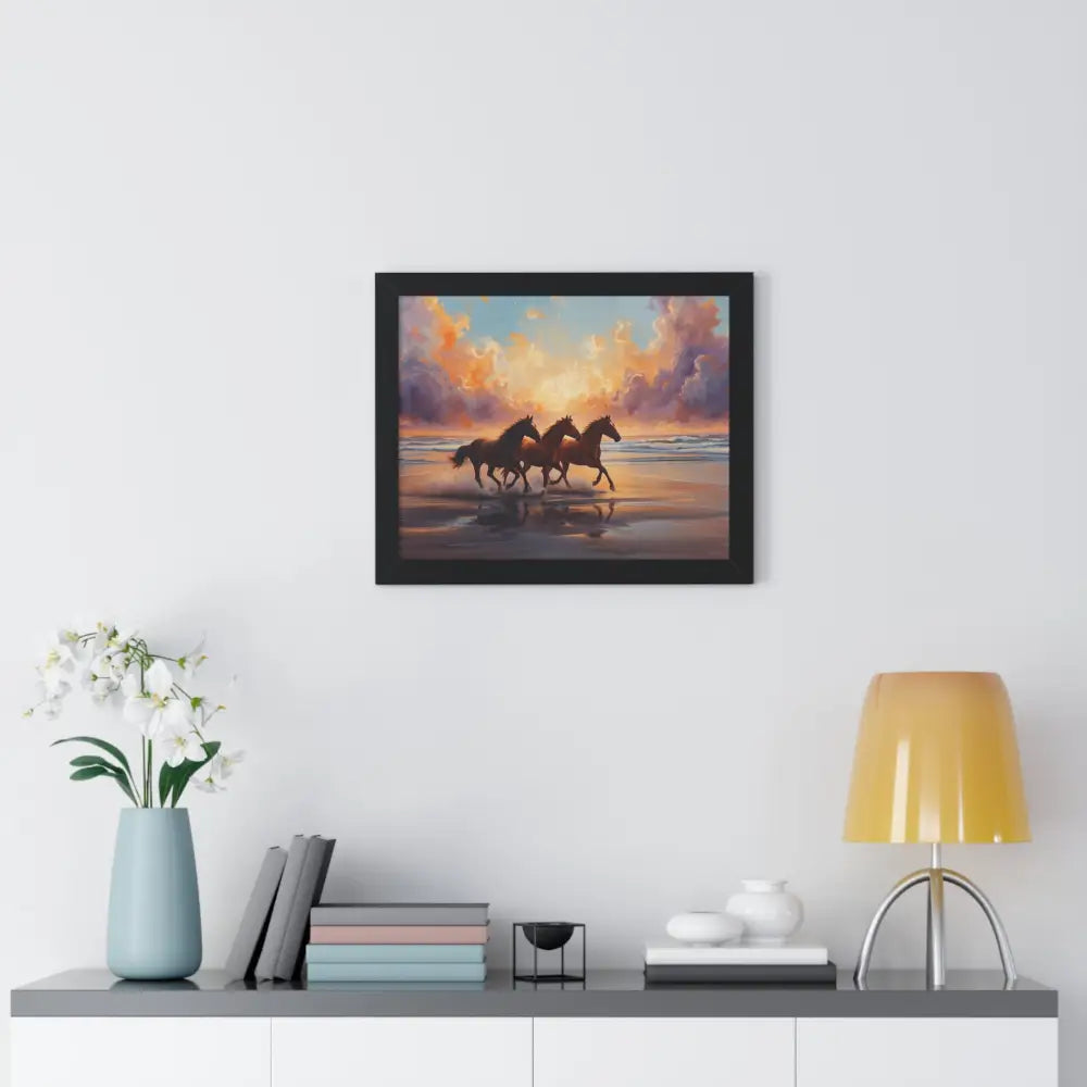 Framed Horse Sunset Poster Equine Wall Art Nature Decor Horse Lover Gift Equestrian Home Decor Poster