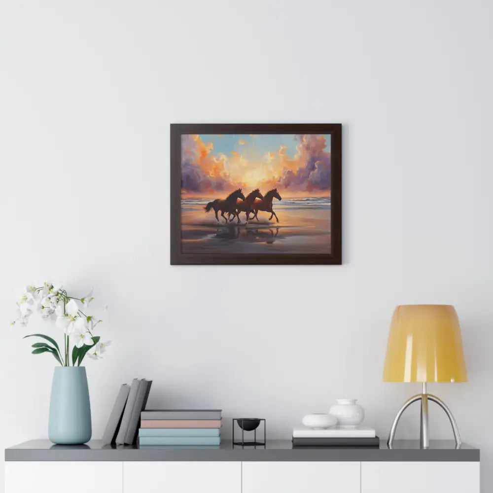 Framed Horse Sunset Poster Equine Wall Art Nature Decor Horse Lover Gift Equestrian Home Decor Poster
