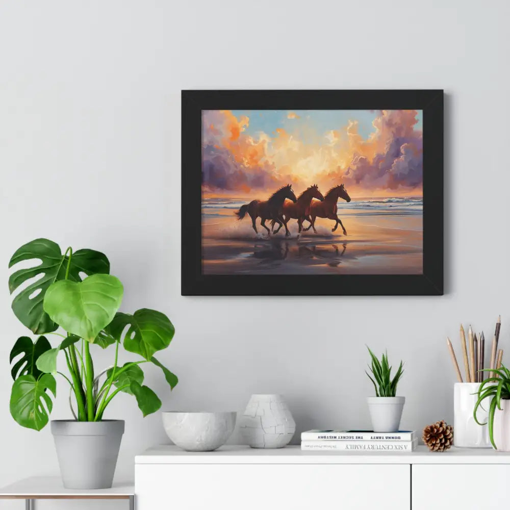 Framed Horse Sunset Poster Equine Wall Art Nature Decor Horse Lover Gift Equestrian Home Decor Poster