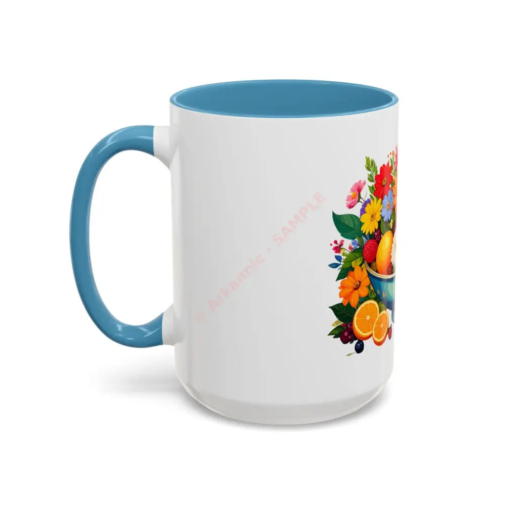 Fruit and Flower Coffee Mug | Colorful Floral Bowl Design | Bright Gift for Coffee & Tea Lovers Mug