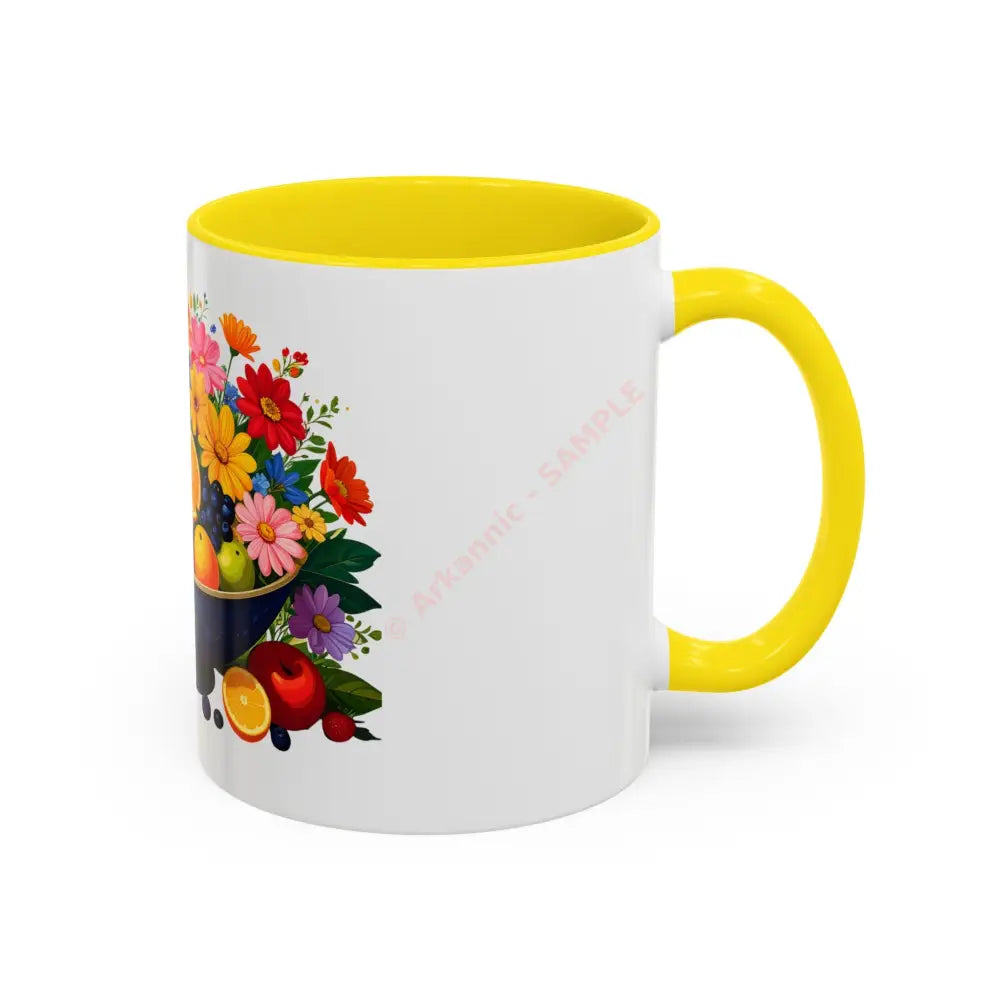 Fruit and Flower Coffee Mug | Colorful Floral Bowl Design | Bright Gift for Coffee & Tea Lovers Mug