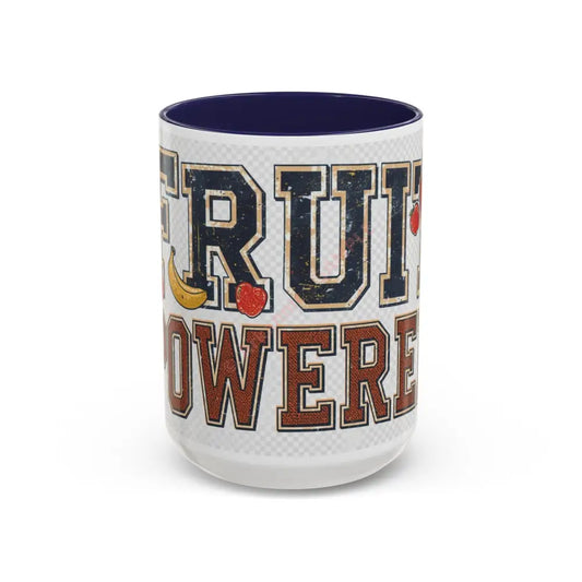 Fruit Powered Coffee Mug | Bold Motivational Mug for Coffee & Tea Lovers 15oz / Navy Mug