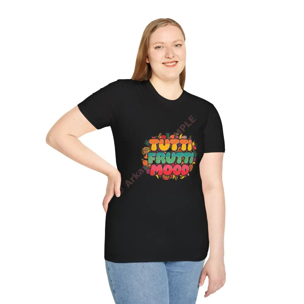 Funky fruit mix T-shirt with psychedelic retro font Positive Vibes Tee Casual Wear Gift for Friends Summer Style