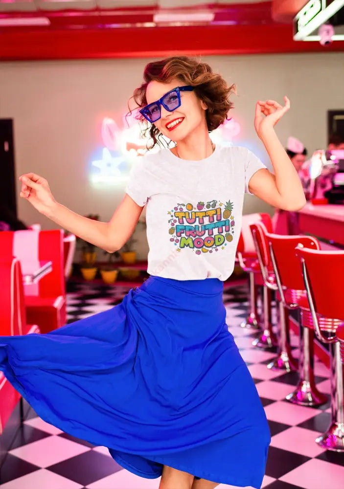 Funky fruit mix T-shirt with psychedelic retro font Positive Vibes Tee Casual Wear Gift for Friends Summer Style