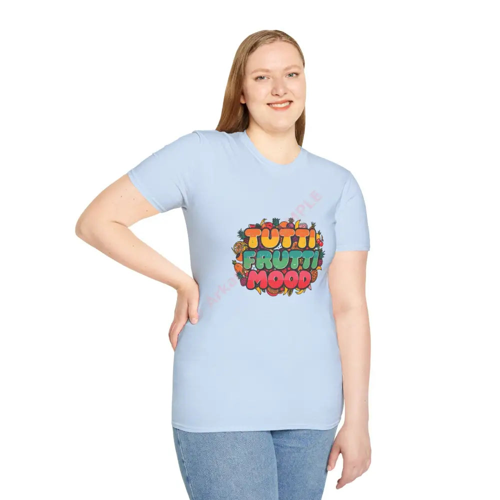 Funky fruit mix T-shirt with psychedelic retro font Positive Vibes Tee Casual Wear Gift for Friends Summer Style