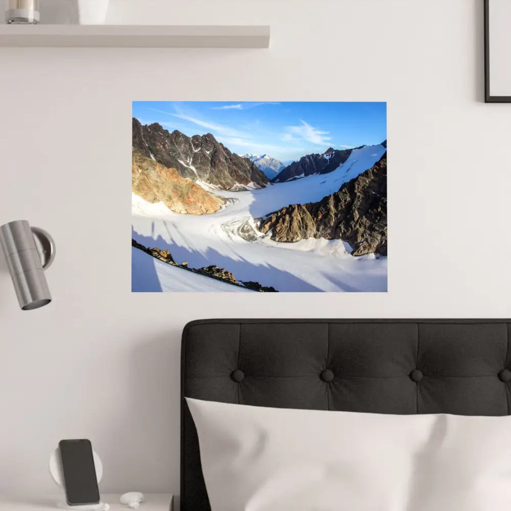 Glacial Majesty: Alpine Wilderness Landscape High-Altitude Geological Panorama Poster Poster