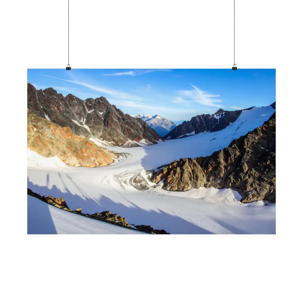 Glacial Majesty: Alpine Wilderness Landscape High-Altitude Geological Panorama Poster Poster