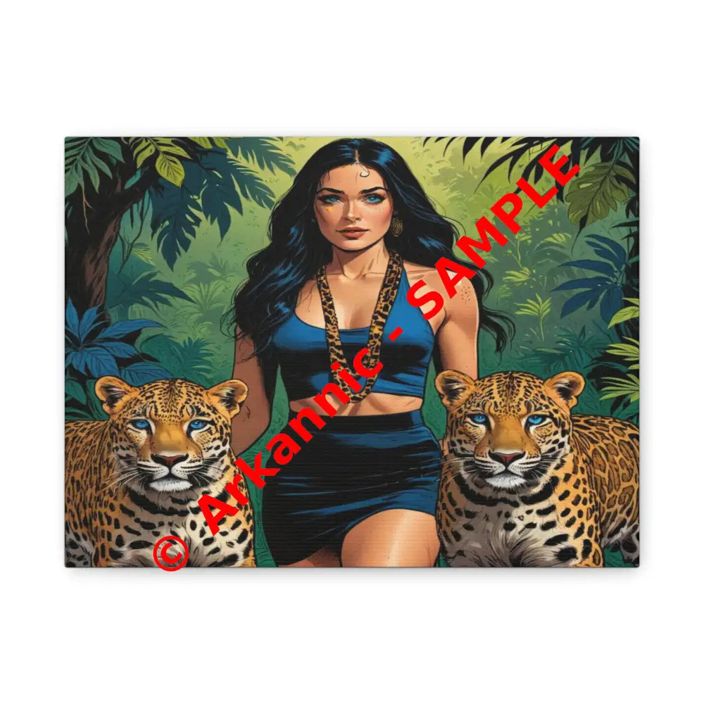 Guardians of the Jungle: Feline Harmony Graphic Novel Wildlife PortraitCanvas 12’’ x 9’’ (Horizontal) / 1.25’’ Canvas