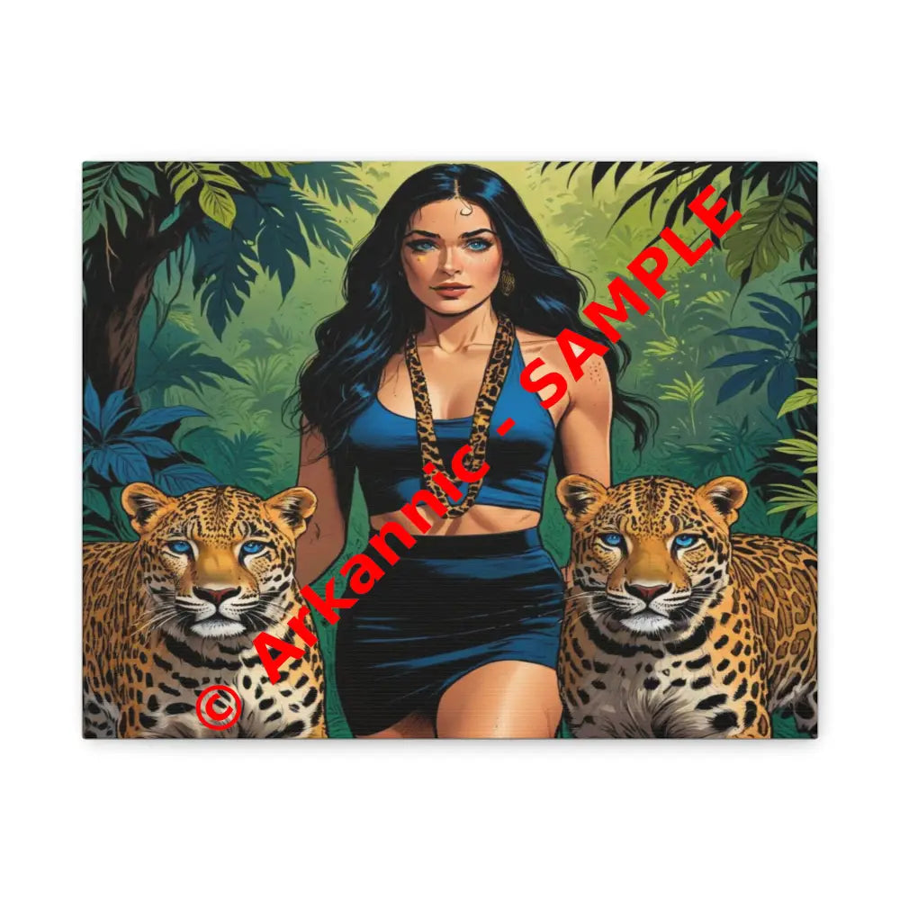 Guardians of the Jungle: Feline Harmony Graphic Novel Wildlife PortraitCanvas 14″ x 11″ (Horizontal) / 1.25’’ Canvas