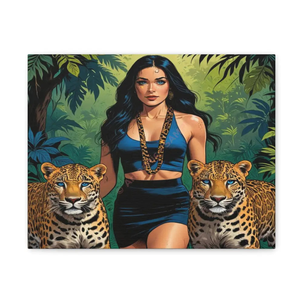 Guardians of the Jungle: Feline Harmony Graphic Novel Wildlife PortraitCanvas 14″ x 11″ (Horizontal) / 1.25’’ Canvas