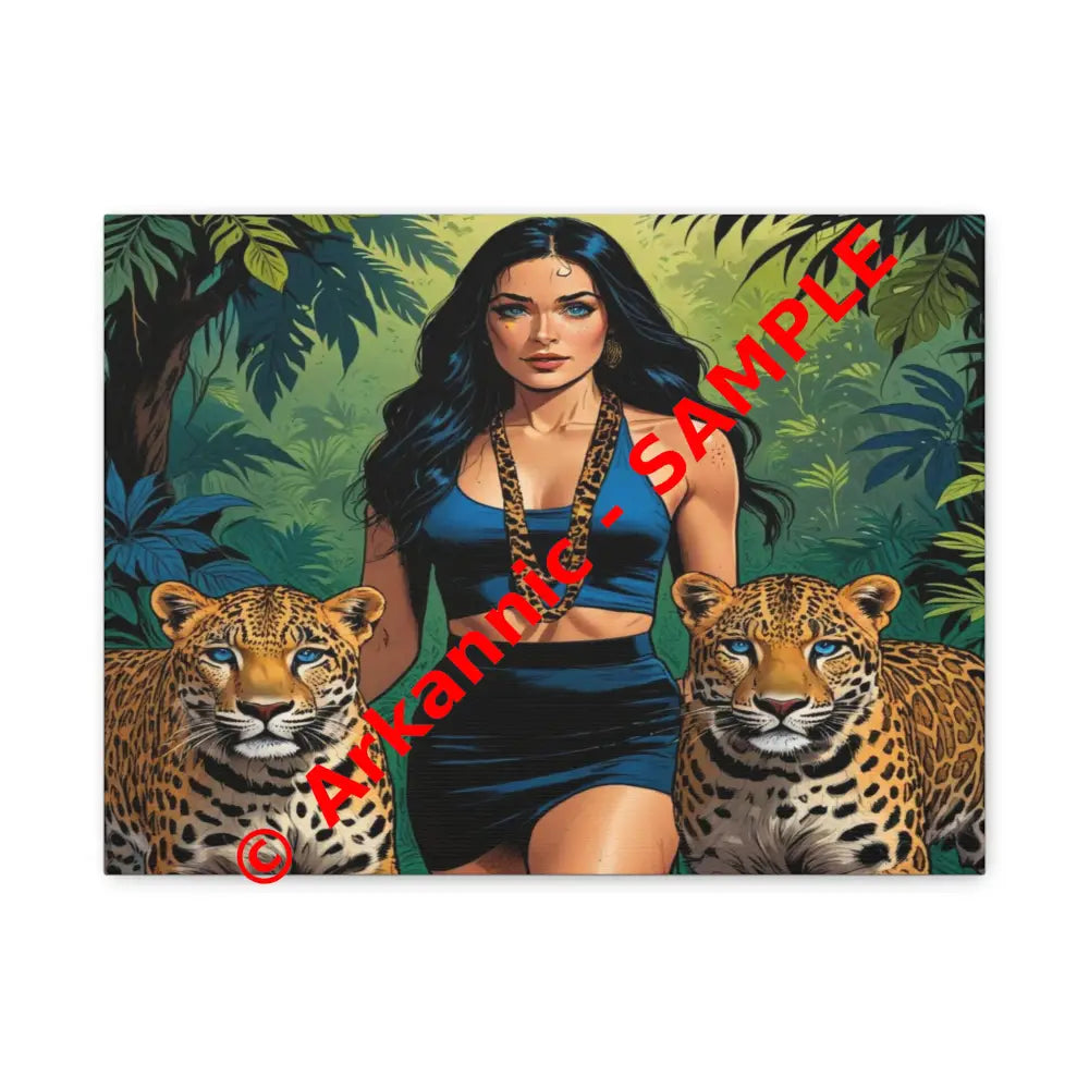Guardians of the Jungle: Feline Harmony Graphic Novel Wildlife PortraitCanvas 16″ x 12″ (Horizontal) / 1.25’’ Canvas