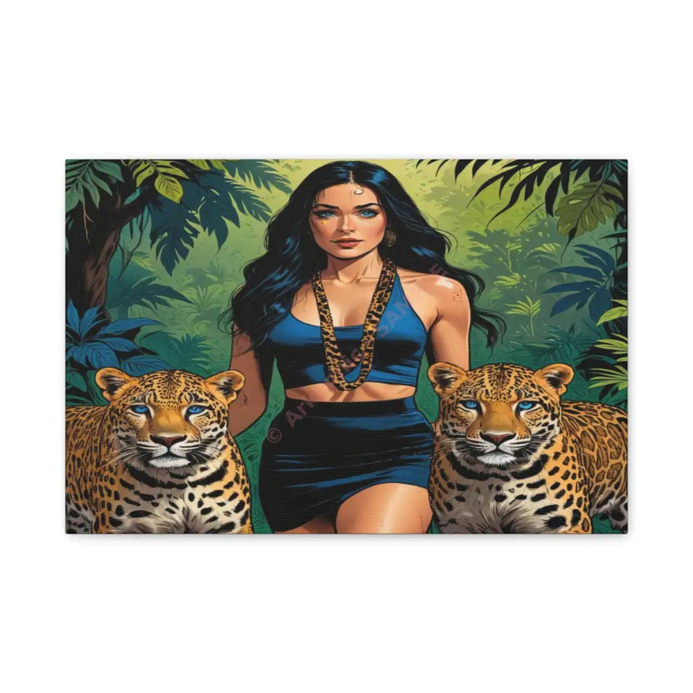 Guardians of the Jungle: Feline Harmony Graphic Novel Wildlife PortraitCanvas 18″ x 12″ (Horizontal) / 1.25’’ Canvas