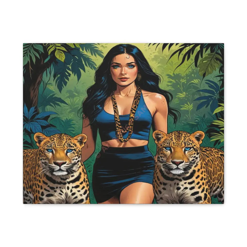 Guardians of the Jungle: Feline Harmony Graphic Novel Wildlife PortraitCanvas 20″ x 16″ (Horizontal) / 1.25’’ Canvas