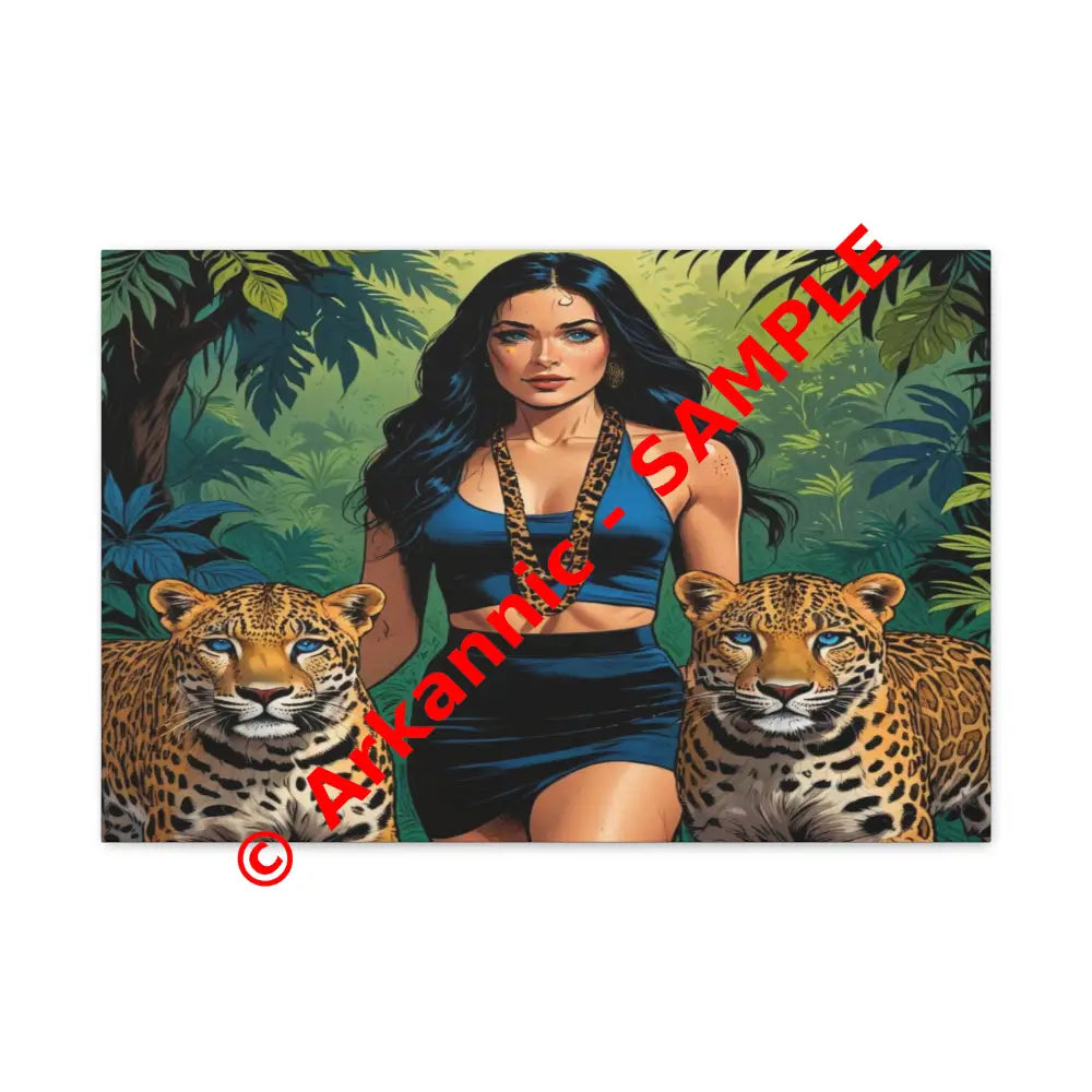 Guardians of the Jungle: Feline Harmony Graphic Novel Wildlife PortraitCanvas 24″ x 16″ (Horizontal) / 1.25’’ Canvas