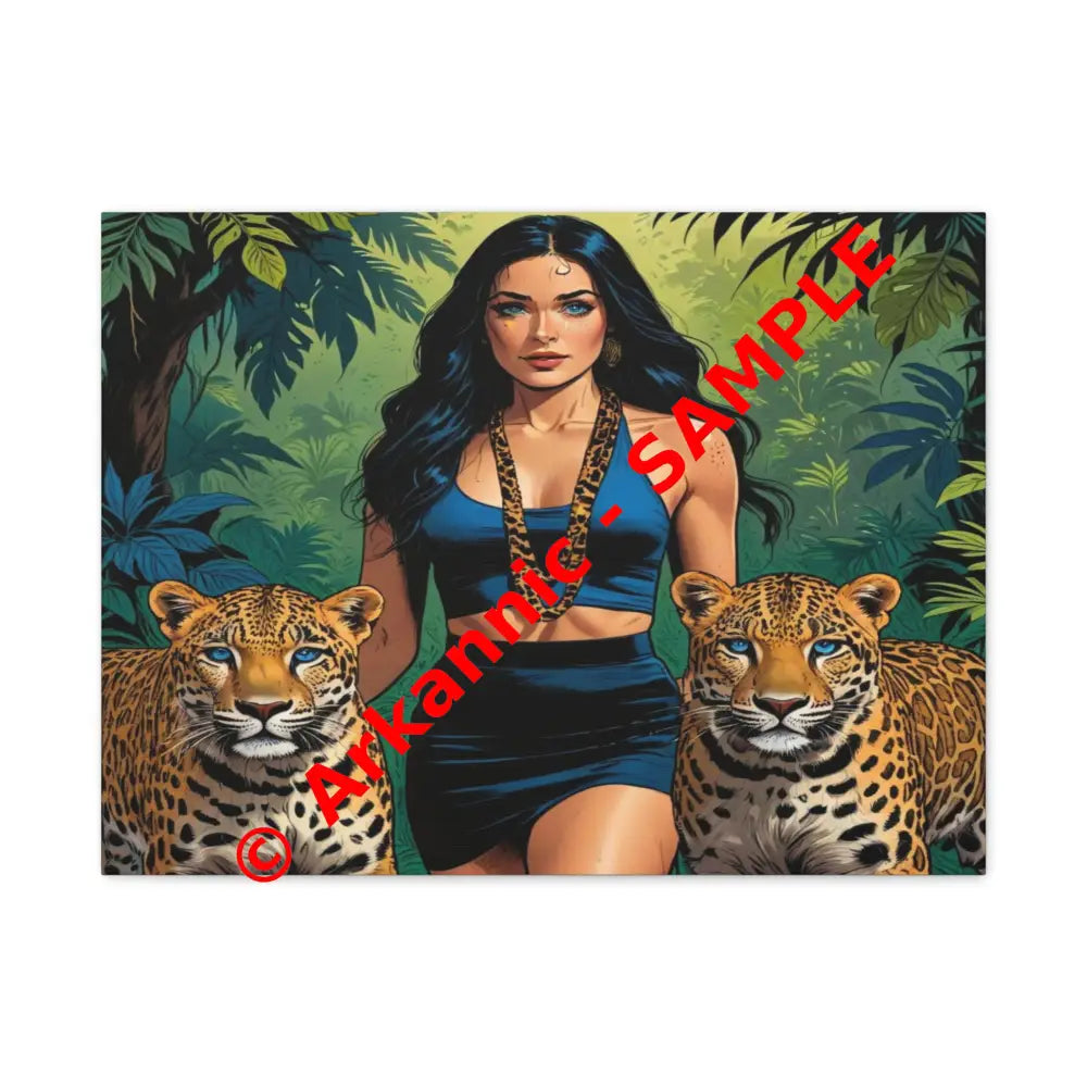 Guardians of the Jungle: Feline Harmony Graphic Novel Wildlife PortraitCanvas 24″ x 18″ (Horizontal) / 1.25’’ Canvas