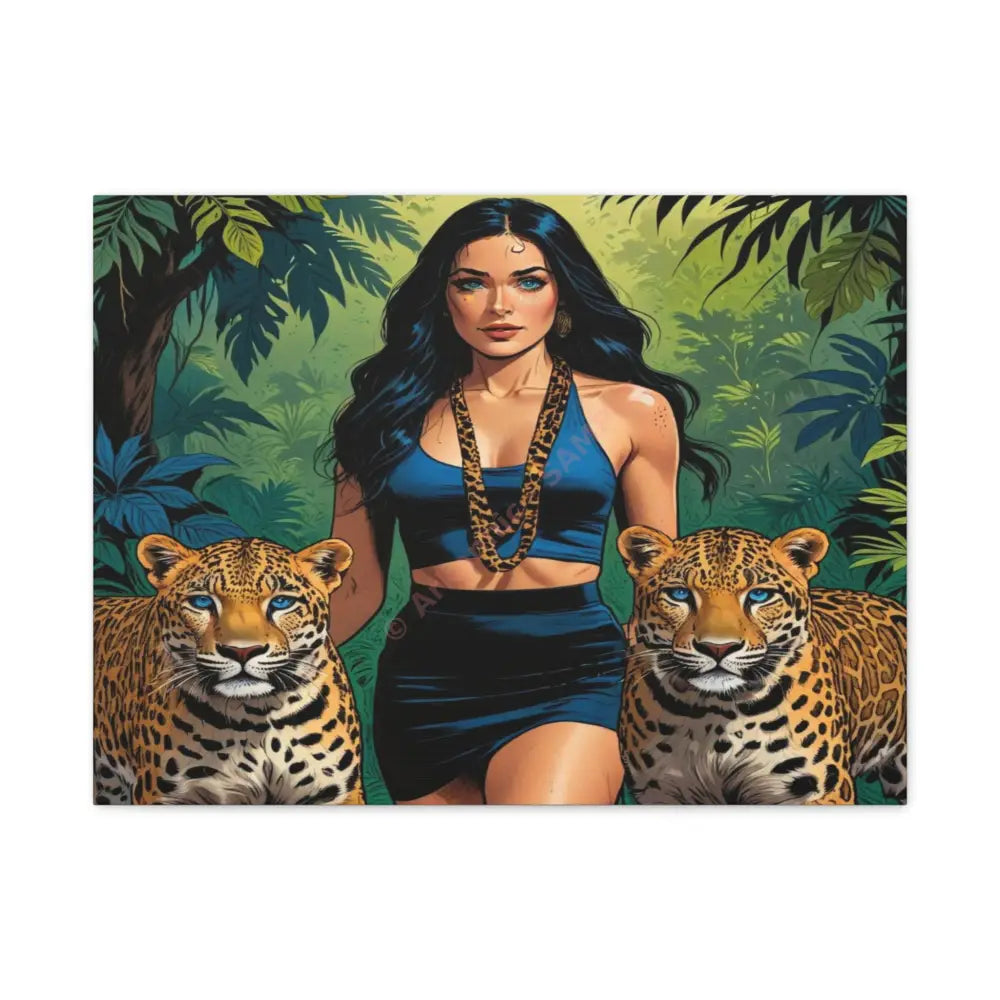 Guardians of the Jungle: Feline Harmony Graphic Novel Wildlife PortraitCanvas 24″ x 18″ (Horizontal) / 1.25’’ Canvas