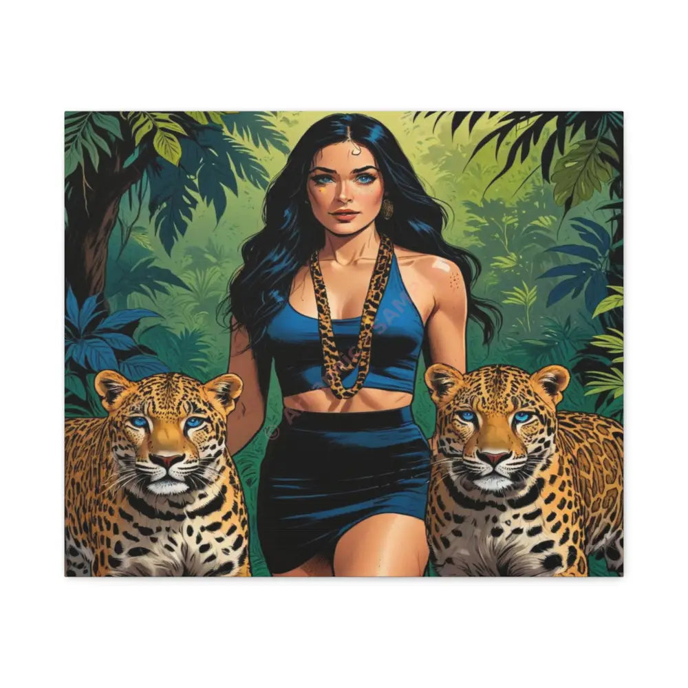 Guardians of the Jungle: Feline Harmony Graphic Novel Wildlife PortraitCanvas 24’’ x 20’’ (Horizontal) / 1.25’’ Canvas