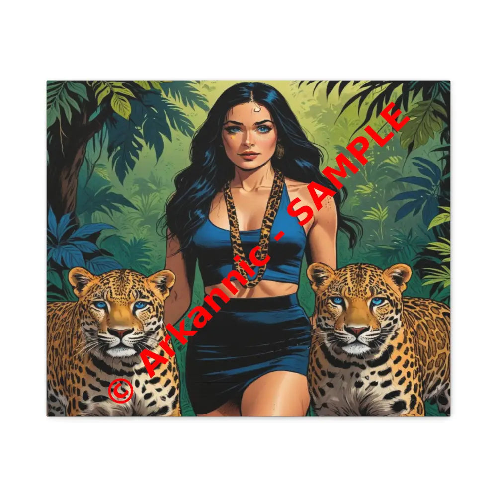 Guardians of the Jungle: Feline Harmony Graphic Novel Wildlife PortraitCanvas 24’’ x 20’’ (Horizontal) / 1.25’’ Canvas