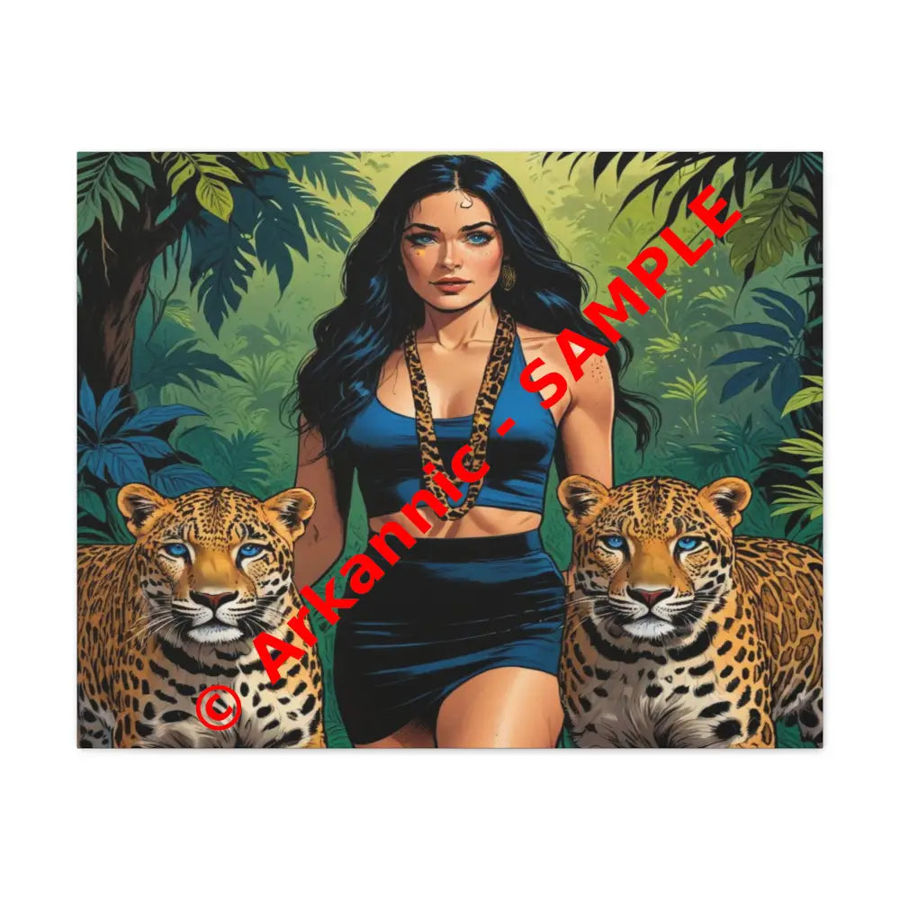 Guardians of the Jungle: Feline Harmony Graphic Novel Wildlife PortraitCanvas 30’’ x 24’’ (Horizontal) / 1.25’’ Canvas