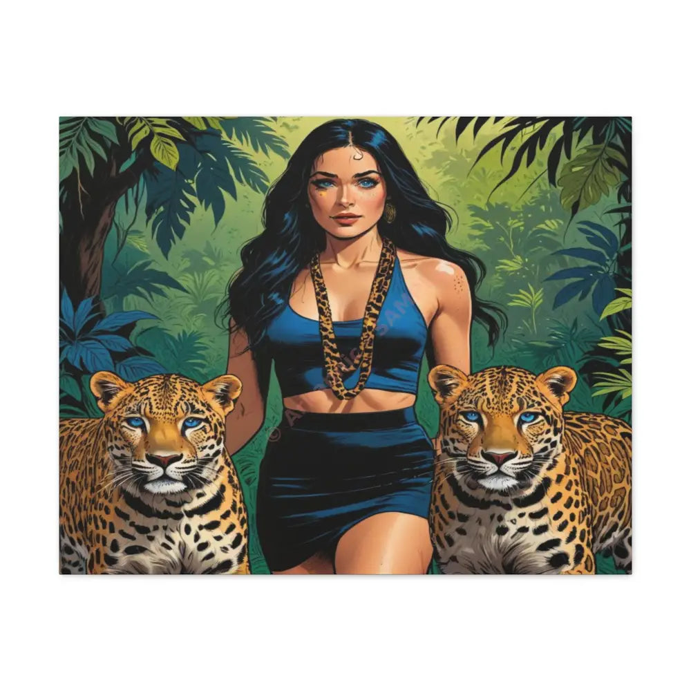 Guardians of the Jungle: Feline Harmony Graphic Novel Wildlife PortraitCanvas 30’’ x 24’’ (Horizontal) / 1.25’’ Canvas