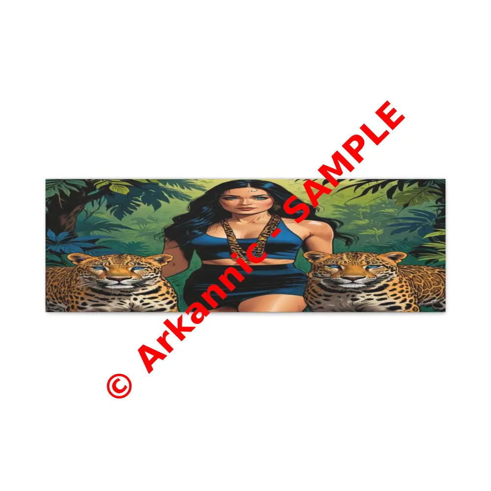 Guardians of the Jungle: Feline Harmony Graphic Novel Wildlife PortraitCanvas 36’’ x 12’’ (Horizontal) / 1.25’’ Canvas