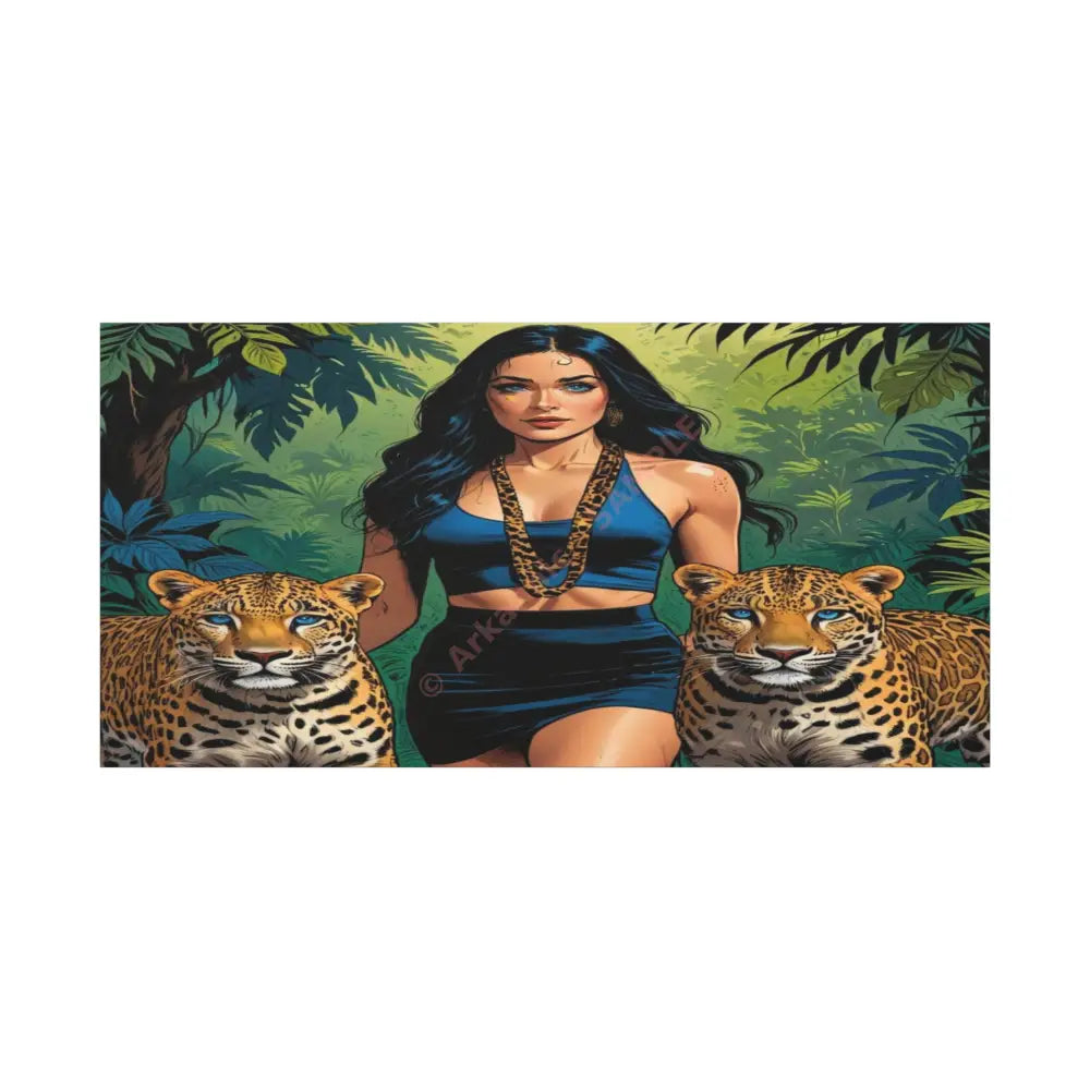 Guardians of the Jungle: Feline Harmony Graphic Novel Wildlife PortraitCanvas 40’’ x 20’’ (Horizontal) / 1.25’’ Canvas