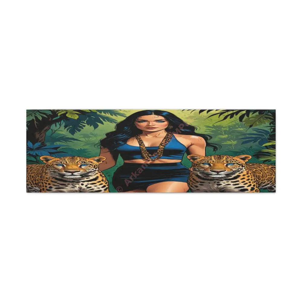 Guardians of the Jungle: Feline Harmony Graphic Novel Wildlife PortraitCanvas 48’’ x 16’’ (Horizontal) / 1.25’’ Canvas