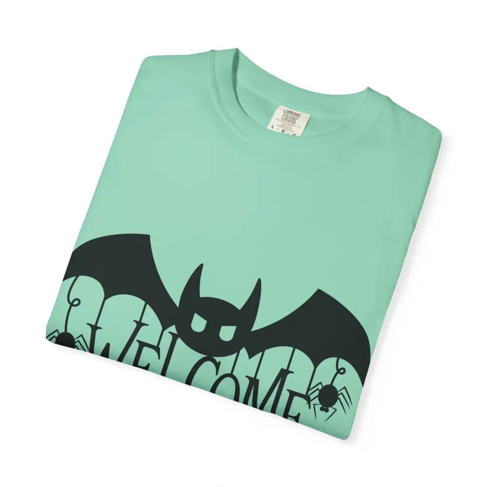 Halloween-Themed Unisex T-Shirt with Spooky Welcome Design Perfect for Fall Costume Parties Gift for Halloween Lovers