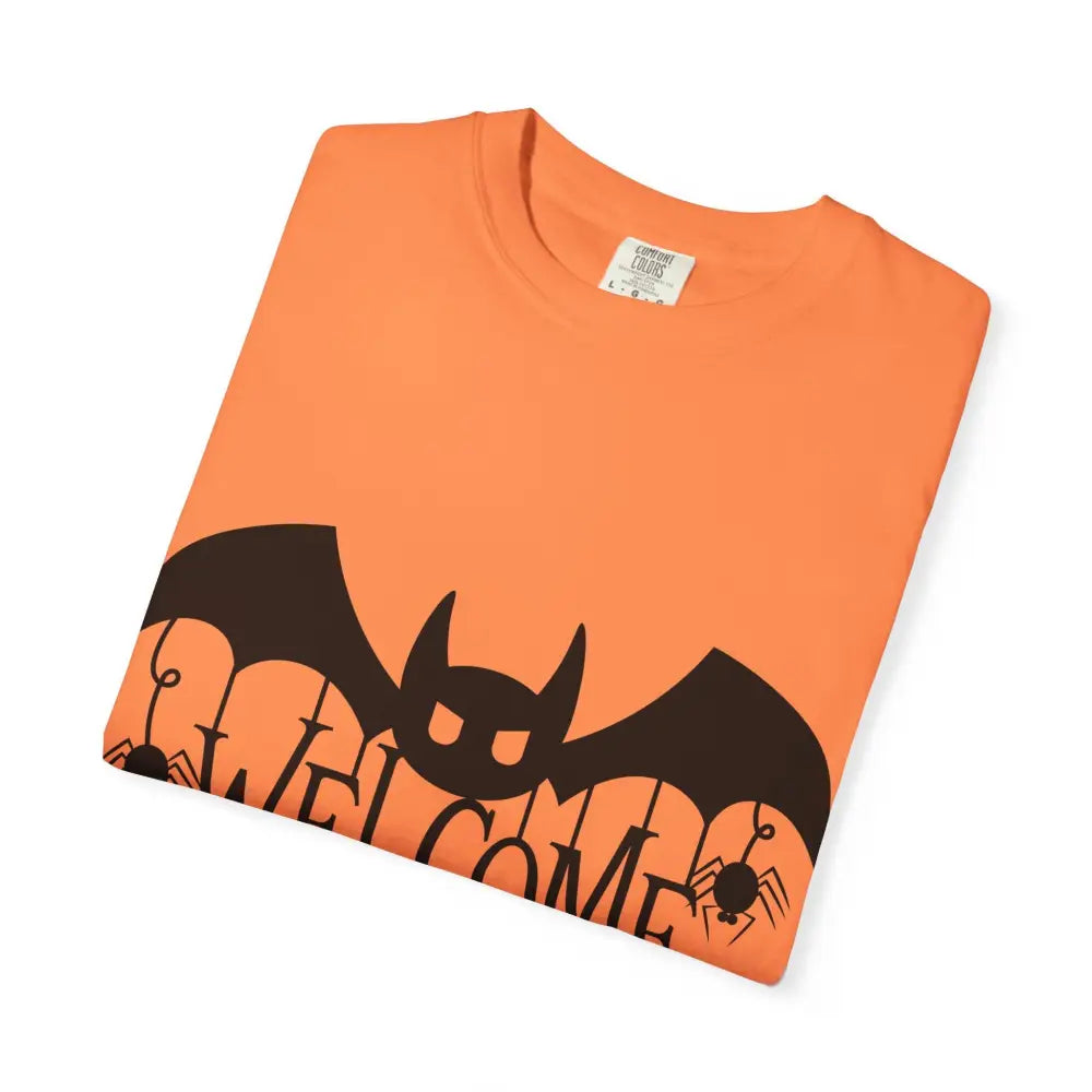 Halloween-Themed Unisex T-Shirt with Spooky Welcome Design Perfect for Fall Costume Parties Gift for Halloween Lovers