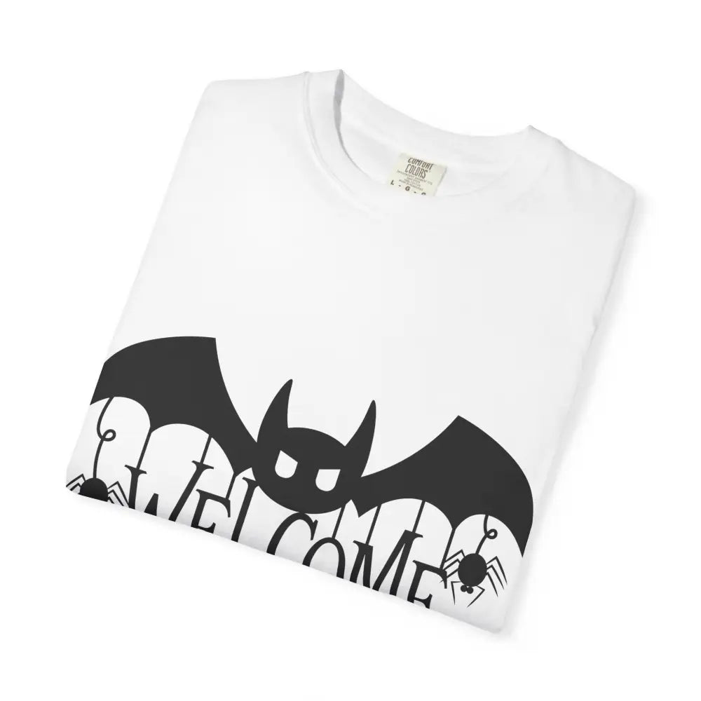 Halloween-Themed Unisex T-Shirt with Spooky Welcome Design Perfect for Fall Costume Parties Gift for Halloween Lovers