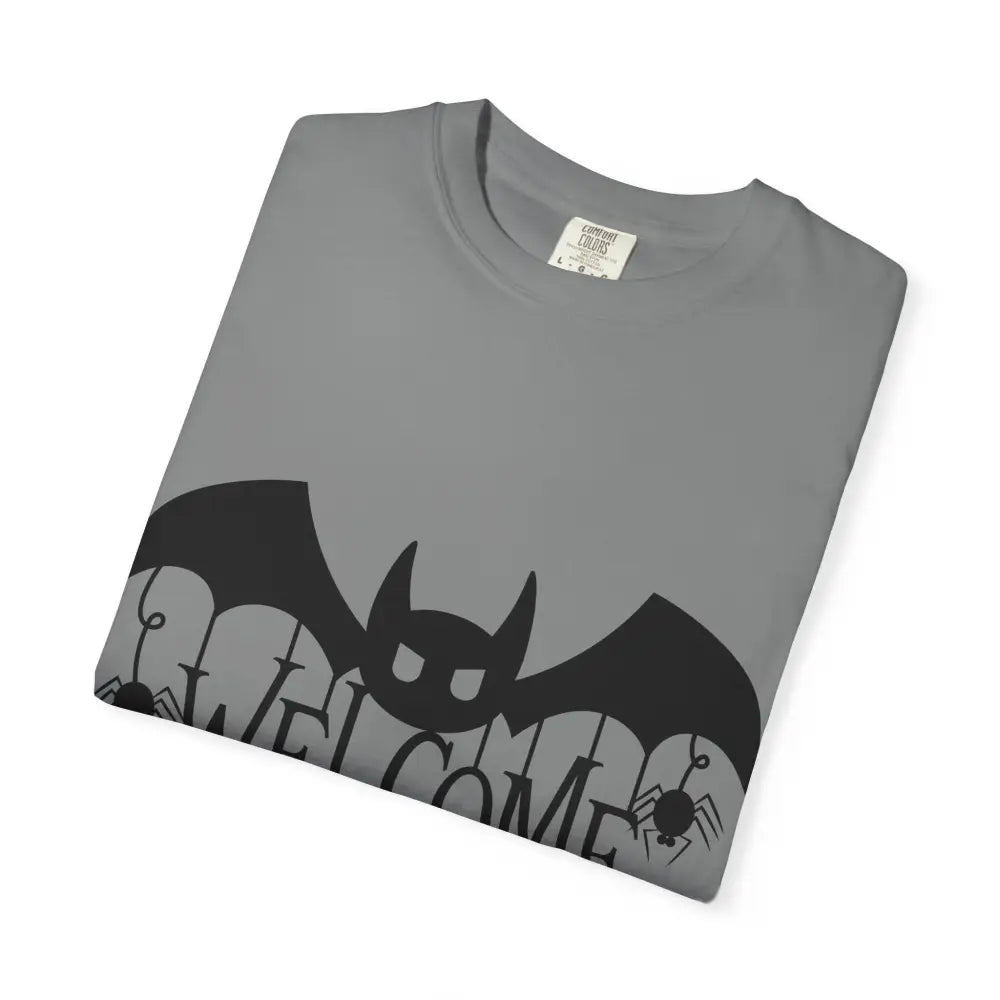Halloween-Themed Unisex T-Shirt with Spooky Welcome Design Perfect for Fall Costume Parties Gift for Halloween Lovers