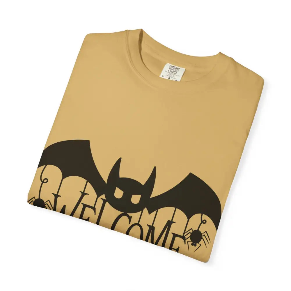 Halloween-Themed Unisex T-Shirt with Spooky Welcome Design Perfect for Fall Costume Parties Gift for Halloween Lovers