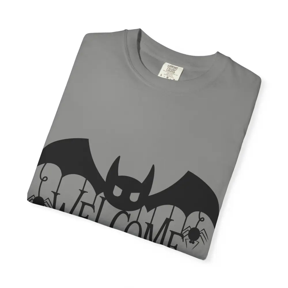 Halloween-Themed Unisex T-Shirt with Spooky Welcome Design Perfect for Fall Costume Parties Gift for Halloween Lovers