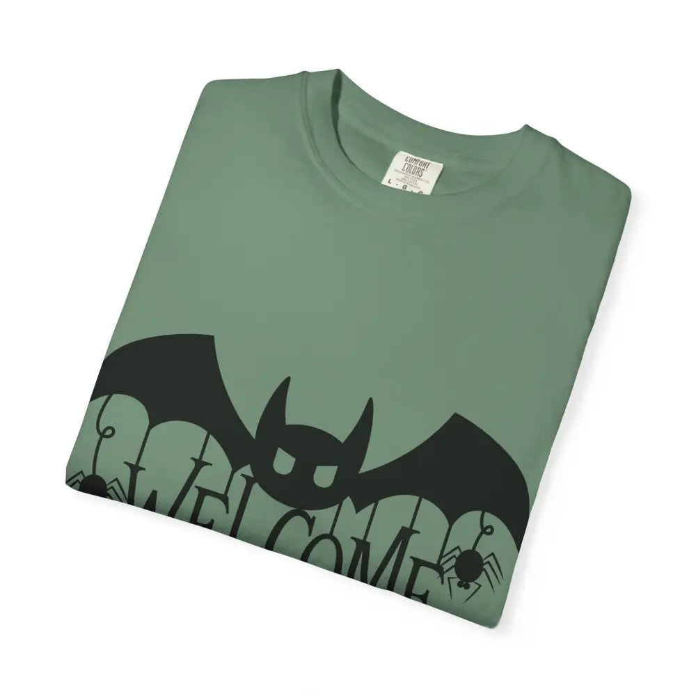 Halloween-Themed Unisex T-Shirt with Spooky Welcome Design Perfect for Fall Costume Parties Gift for Halloween Lovers