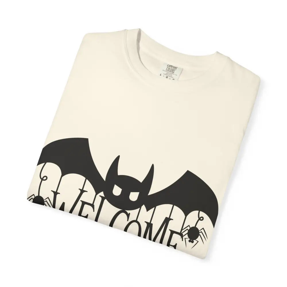 Halloween-Themed Unisex T-Shirt with Spooky Welcome Design Perfect for Fall Costume Parties Gift for Halloween Lovers