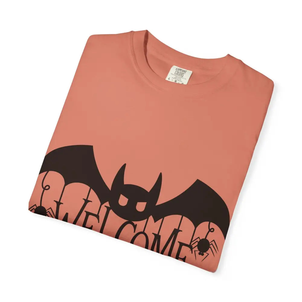 Halloween-Themed Unisex T-Shirt with Spooky Welcome Design Perfect for Fall Costume Parties Gift for Halloween Lovers