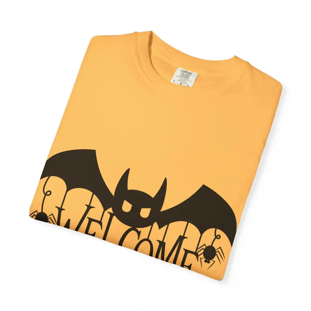 Halloween-Themed Unisex T-Shirt with Spooky Welcome Design Perfect for Fall Costume Parties Gift for Halloween Lovers