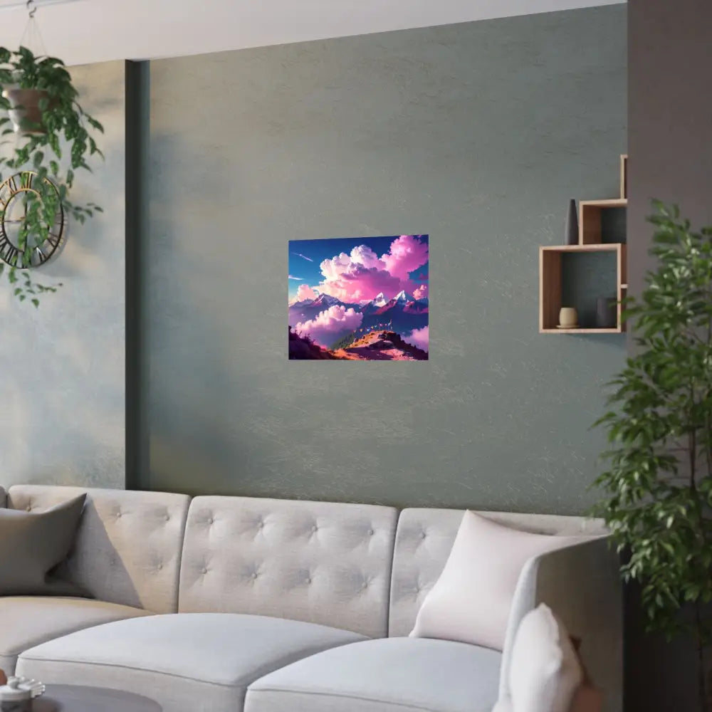 Himalayan Dreamscape: Ethereal Mountain Panorama Surreal Alpine Illumination Poster Poster