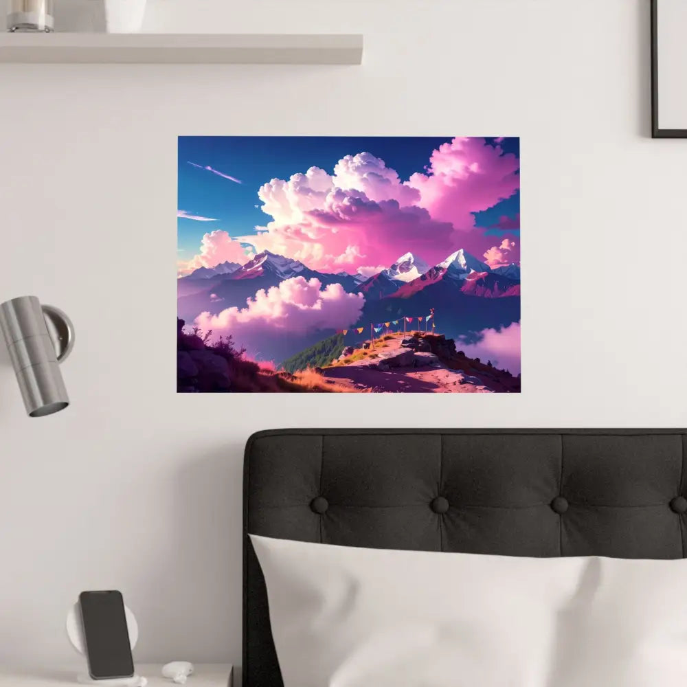 Himalayan Dreamscape: Ethereal Mountain Panorama Surreal Alpine Illumination Poster Poster