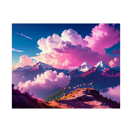 Himalayan Dreamscape: Ethereal Mountain Panorama Surreal Alpine Illumination Poster 14″ x 11″ Poster