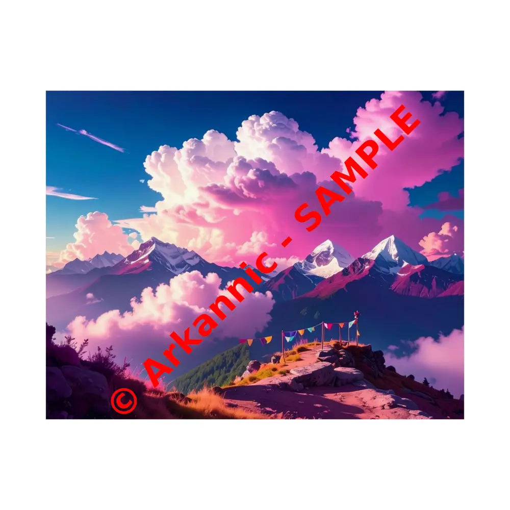 Himalayan Dreamscape: Ethereal Mountain Panorama Surreal Alpine Illumination Poster 14″ x 11″ Poster