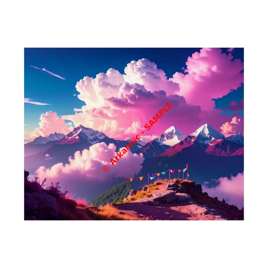 Himalayan Dreamscape: Ethereal Mountain Panorama Surreal Alpine Illumination Poster 14″ x 11″ Poster