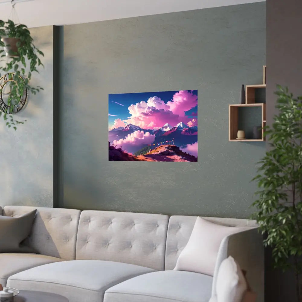 Himalayan Dreamscape: Ethereal Mountain Panorama Surreal Alpine Illumination Poster Poster