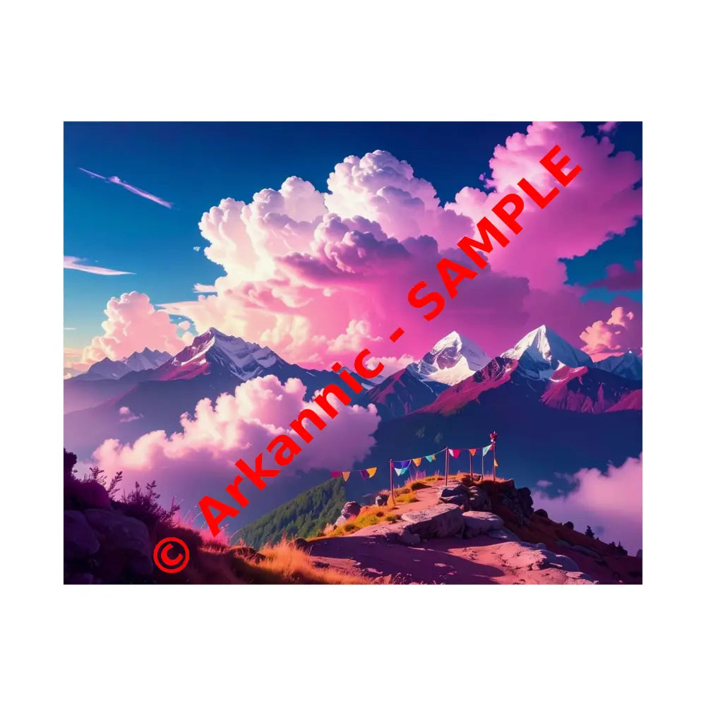 Himalayan Dreamscape: Ethereal Mountain Panorama Surreal Alpine Illumination Poster 20″ x 16″ Poster