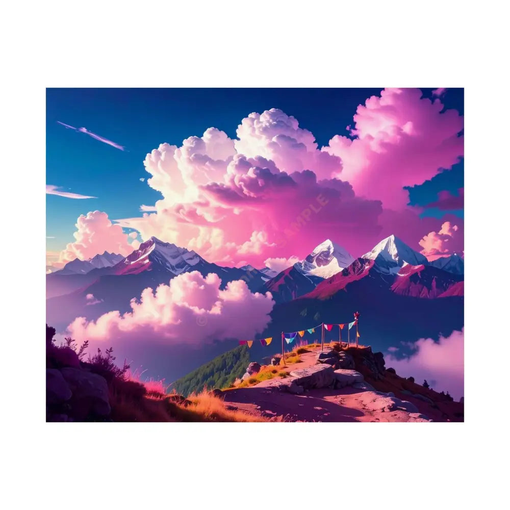 Himalayan Dreamscape: Ethereal Mountain Panorama Surreal Alpine Illumination Poster 20″ x 16″ Poster